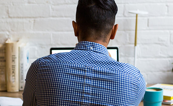 Young man working on computer