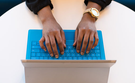 Woman banking on computer