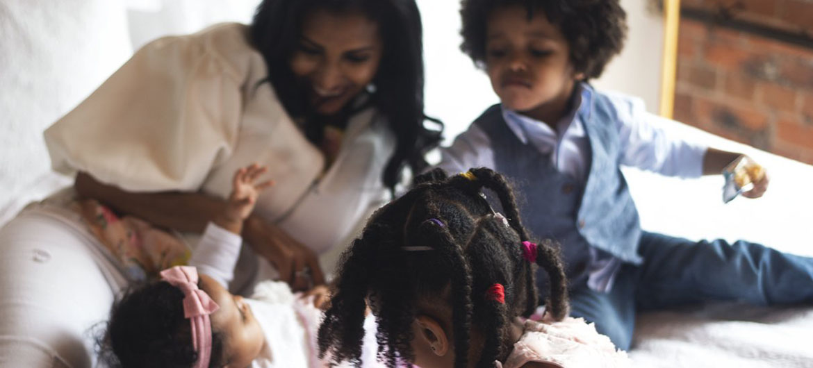 Happy family having fun together