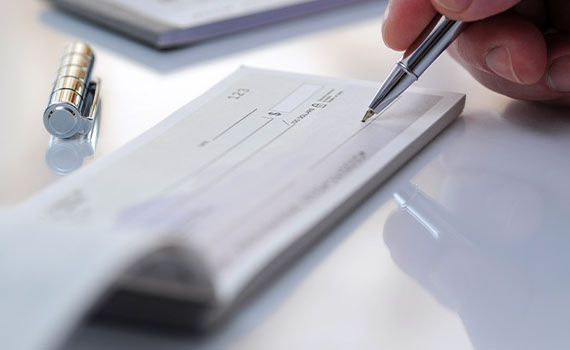 Checkbook on desk