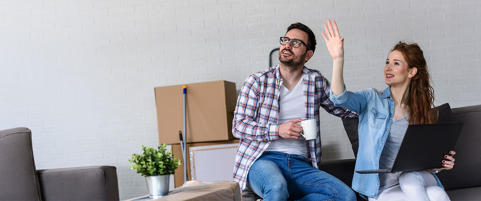 Couple making plans for home