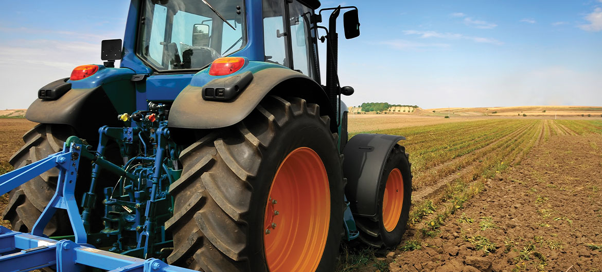 Large tractor on farm