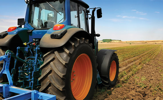 Large tractor on farm