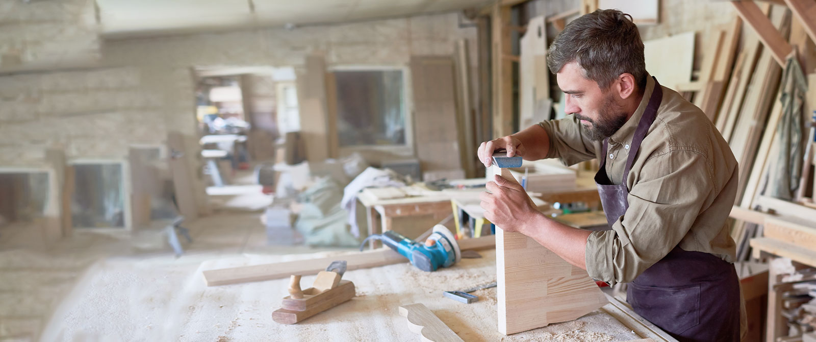 Man working in a wood shop