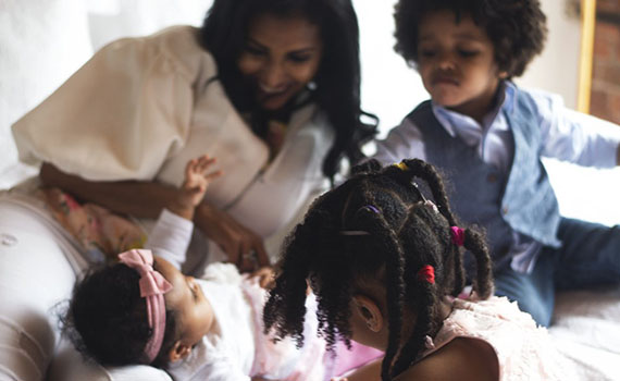 Happy family playing together